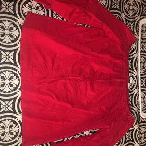 red off the shoulder shirt